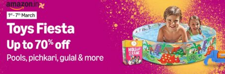 Toy Fiesta Upto 70% OFF on Pools, Pichkari, gulal & more